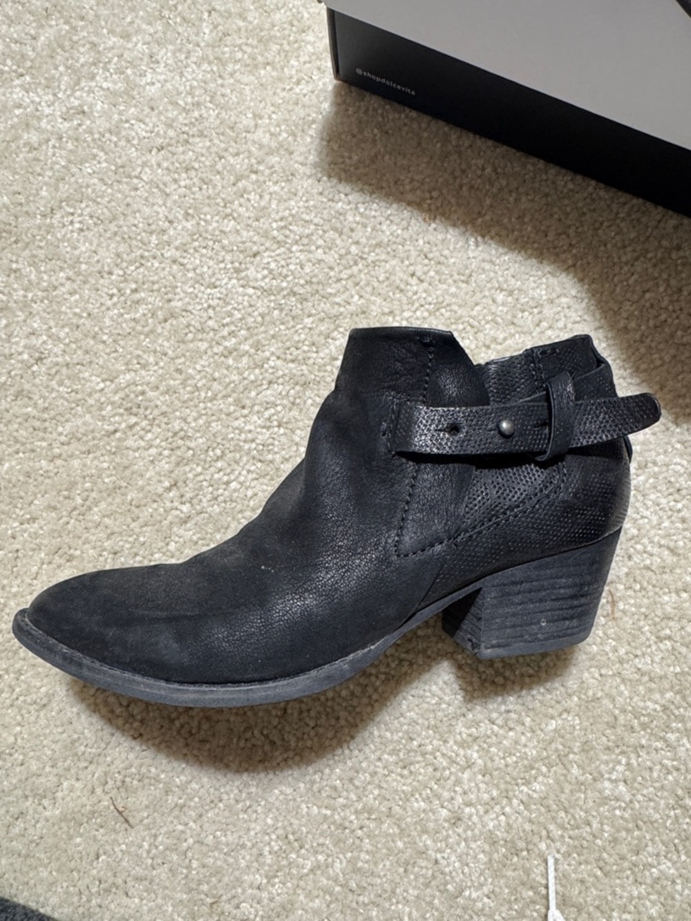 Dolce Vita Black Leather Ankle Booties with Side Buckle - Picture 6 of 7